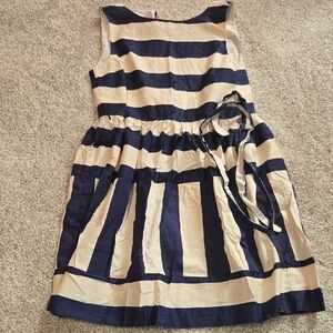 Crewcuts Navy and Cream Striped Sleeveless Dress